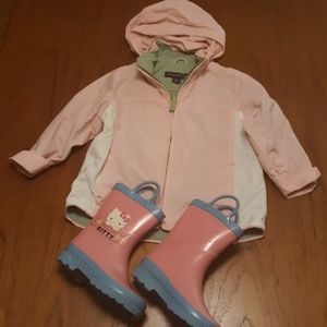 Bundle Lands End 3T Raincoat & 7 Hello Kitty Boots